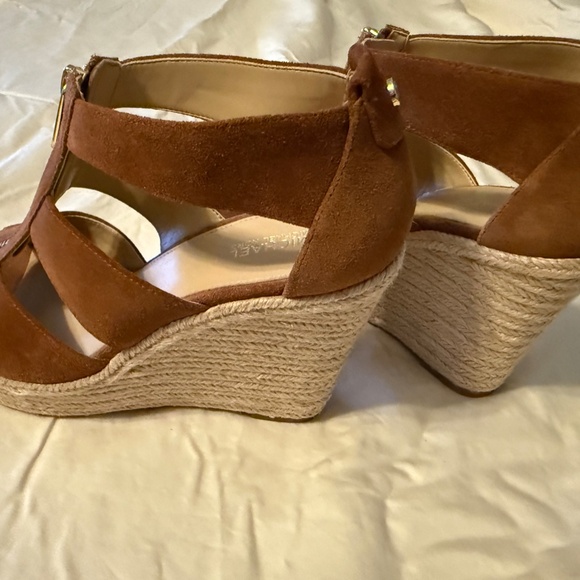 Michael Kors Brown Suede Damita Espadrille Wedge Sandals - Picture 2 of 10